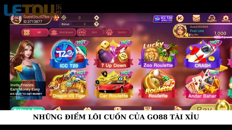 Những điểm lôi cuốn của go88 tài xỉu 